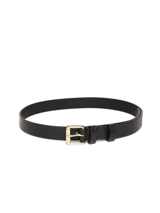 Women's Black Double Loop Leather Belt