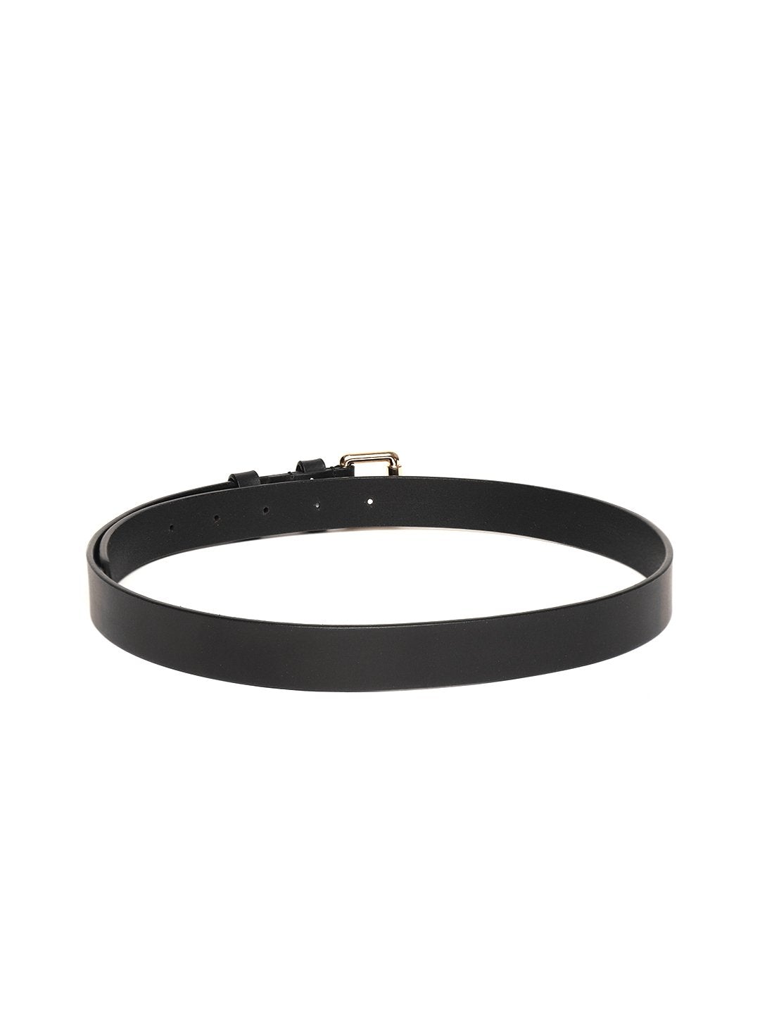 Women's Black Double Loop Leather Belt