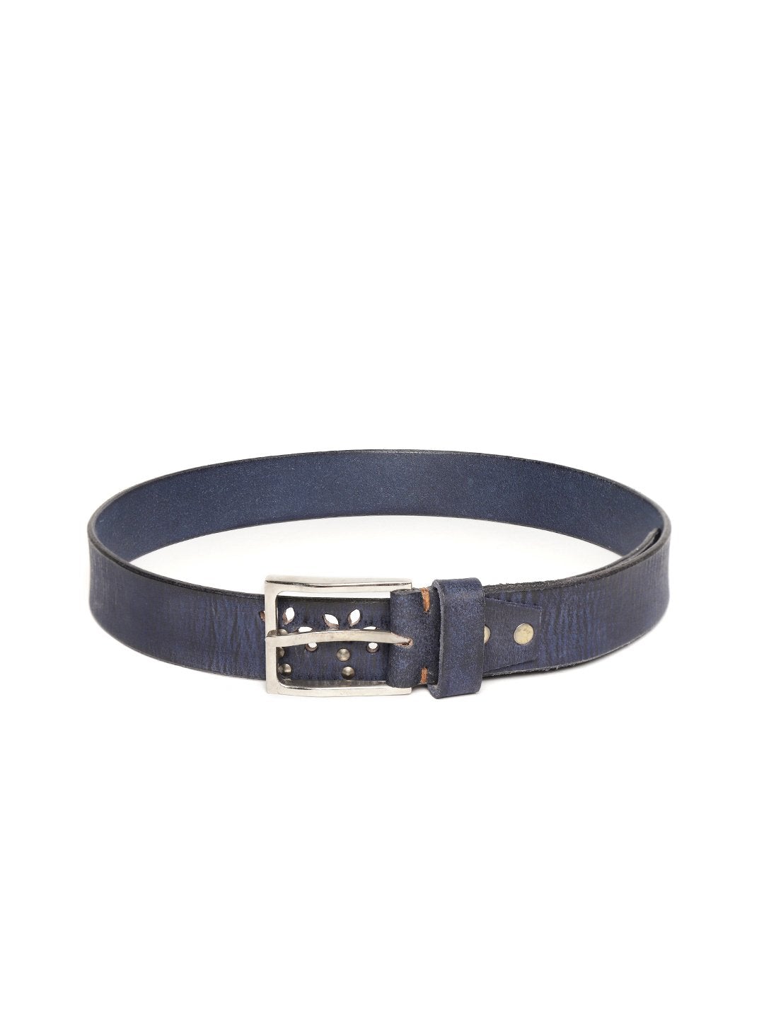 Women's Blue Broad Gunmetal Studded Leather Belt