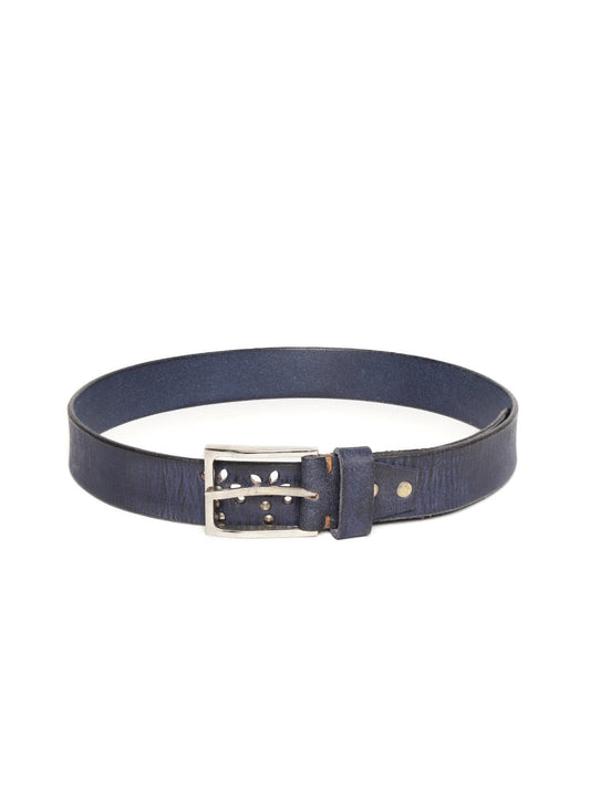 Women's Blue Broad Gunmetal Studded Leather Belt