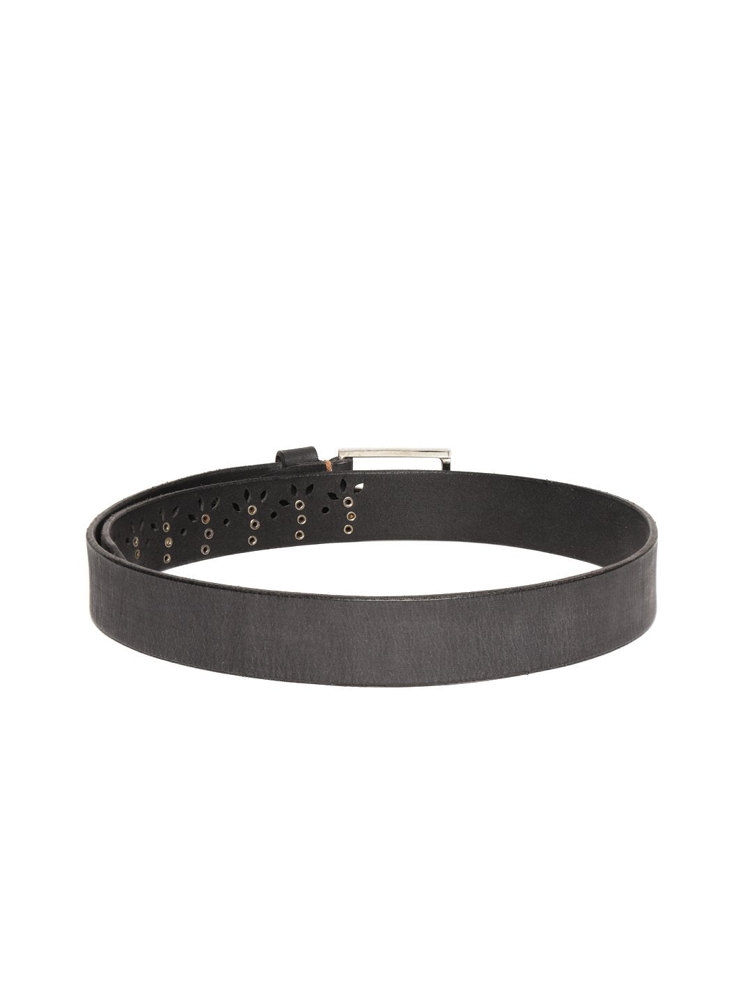 Women's Black Broad Gunmetal Studded Leather Belt