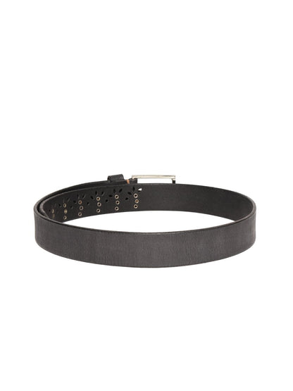 Women's Black Broad Gunmetal Studded Leather Belt