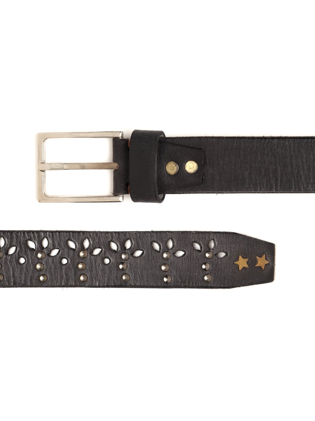 Women's Black Broad Gunmetal Studded Leather Belt
