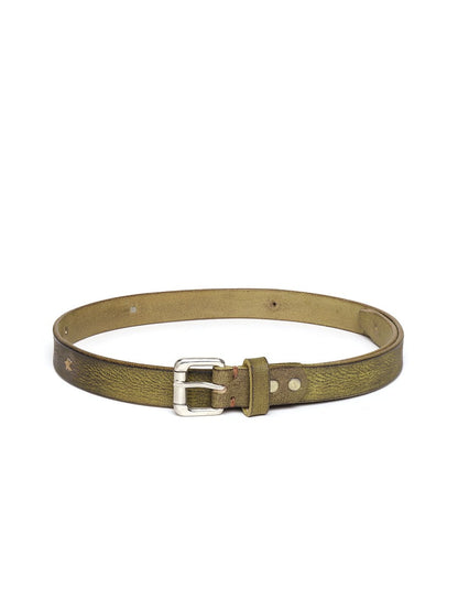 Women's Olive Star Studded Leather Belt