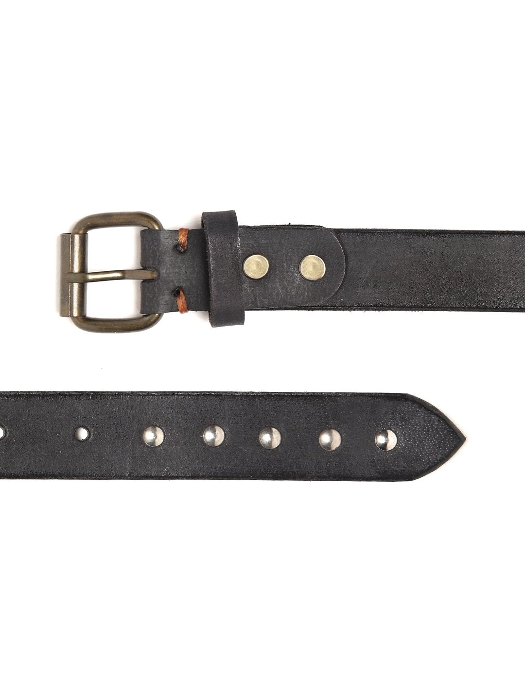 Women's Black Double Rivet Row Leather Belt
