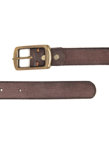 Women's Brown Leather Star Studded Belt