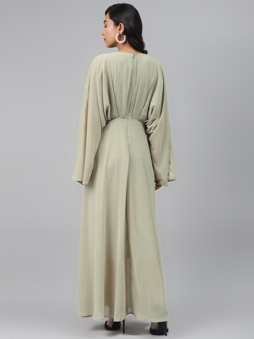 Women's Olive Kimono Maxi Dress