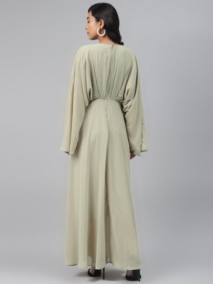 Women's Olive Kimono Maxi Dress