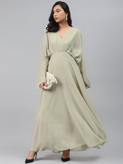 Women's Olive Kimono Maxi Dress