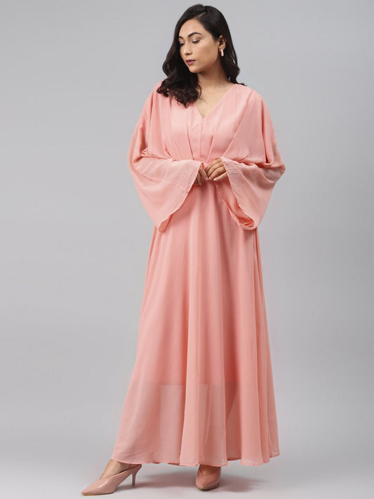 Women's Pink Kimono Maxi Dress