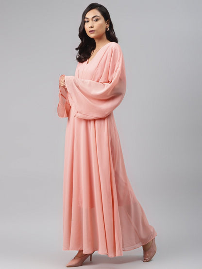 Women's Pink Kimono Maxi Dress