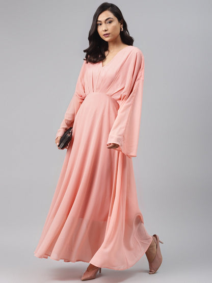 Women's Pink Kimono Maxi Dress