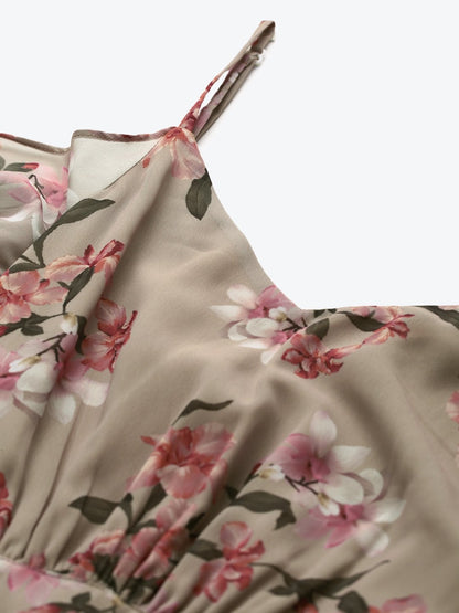 Women's Olive Floral Cold Shoulder Maxi Dress