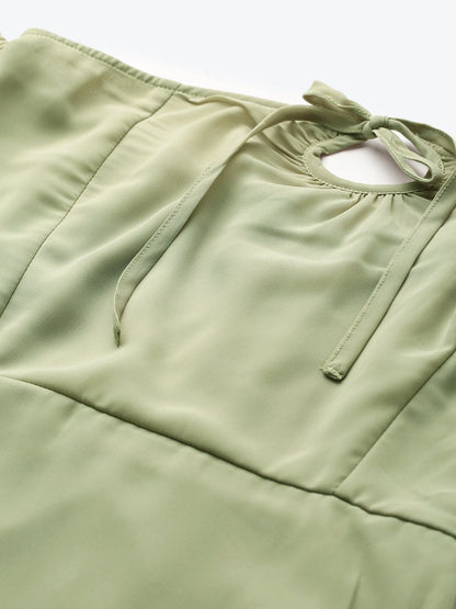 Women's Olive Off Shoulder Skater Dress