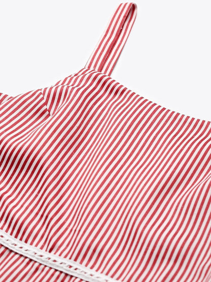 Women's Red Stripes Strappy Maxi Dress