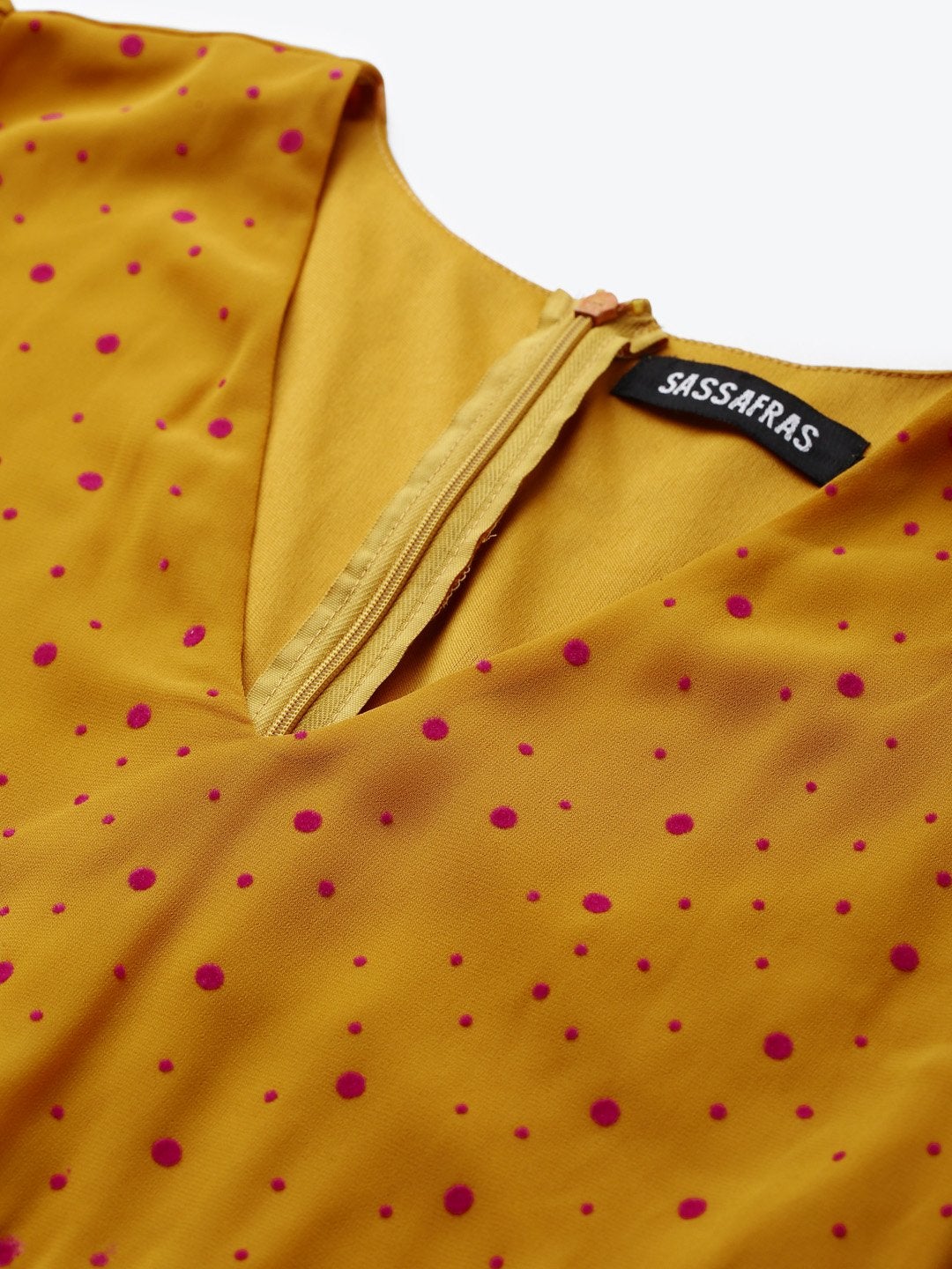 Women's Mustard Flock Print Skater Dress