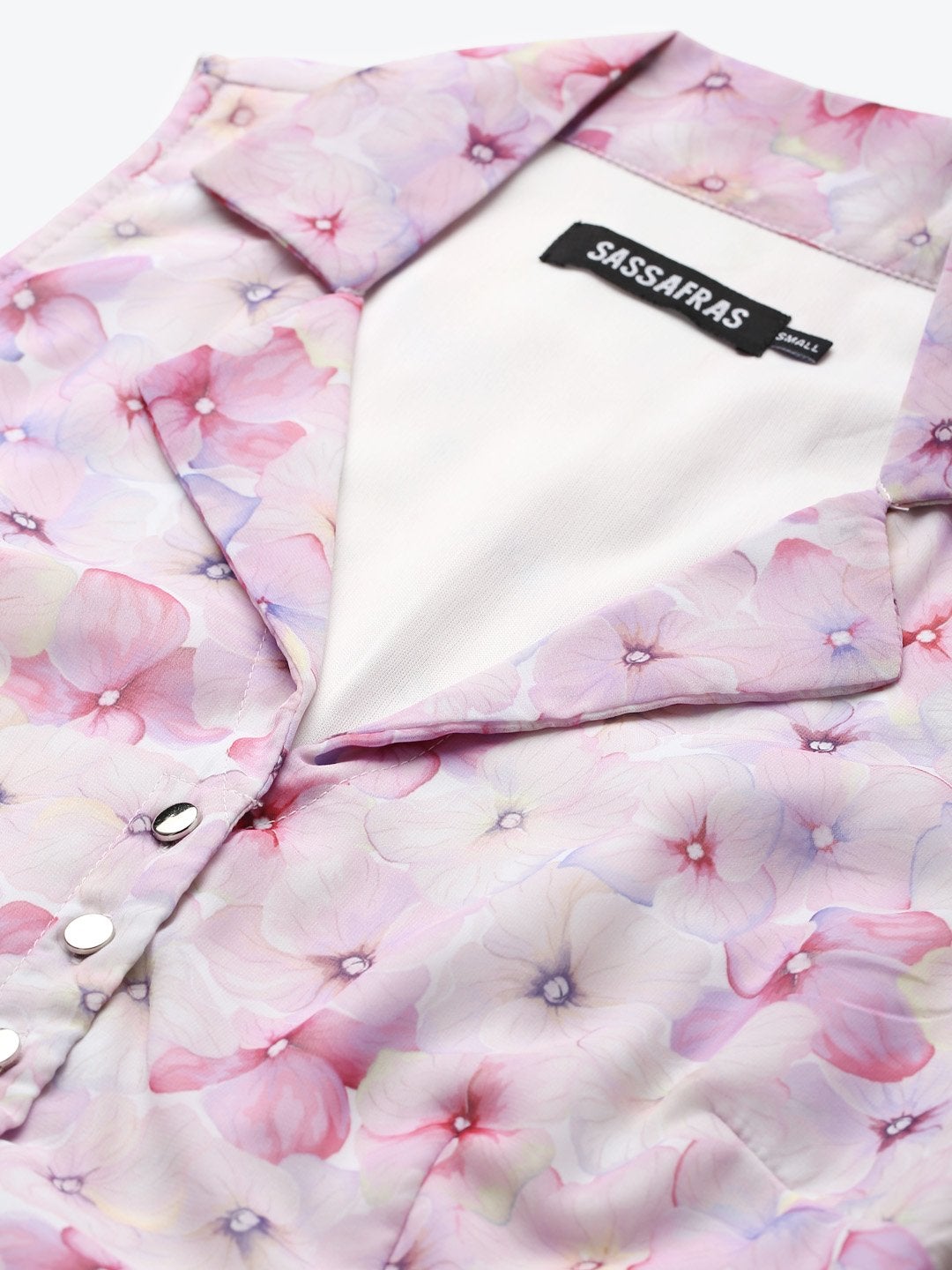Women's Pink Floral Notch Collar Maxi Dress