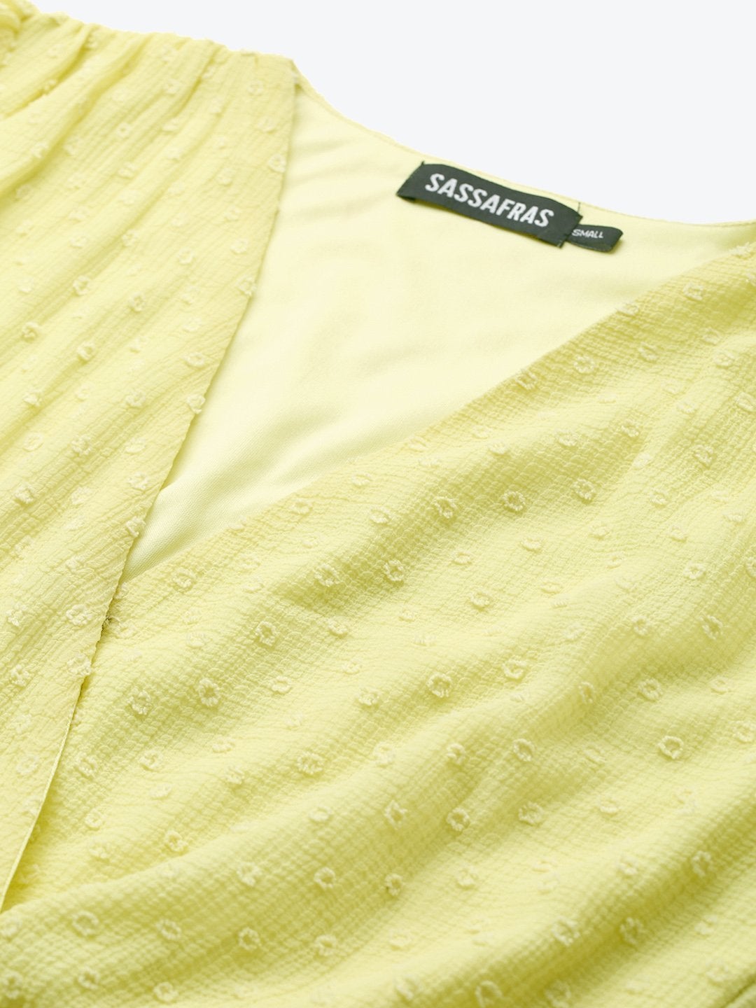 Women's Yellow Wrap Full Sleeves Dress