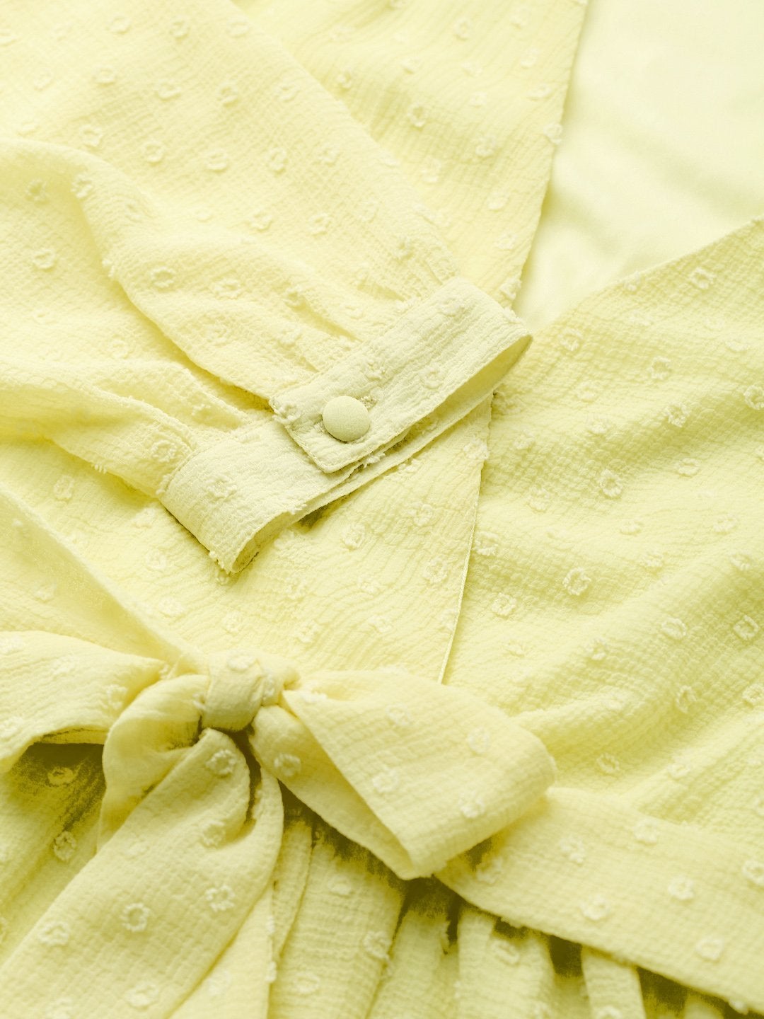 Women's Yellow Wrap Full Sleeves Dress