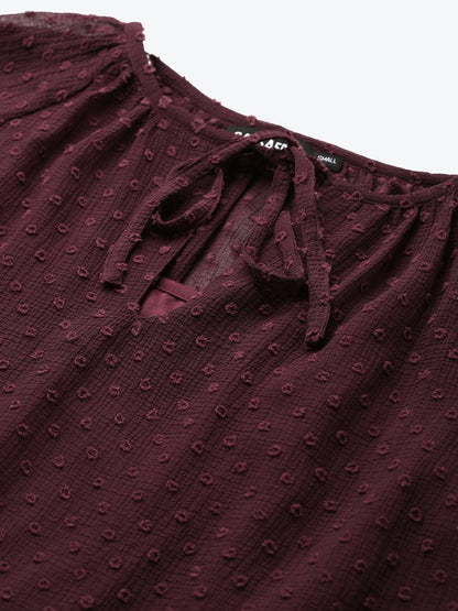 Women's Burgundy Tiered Maxi Dress With Inner