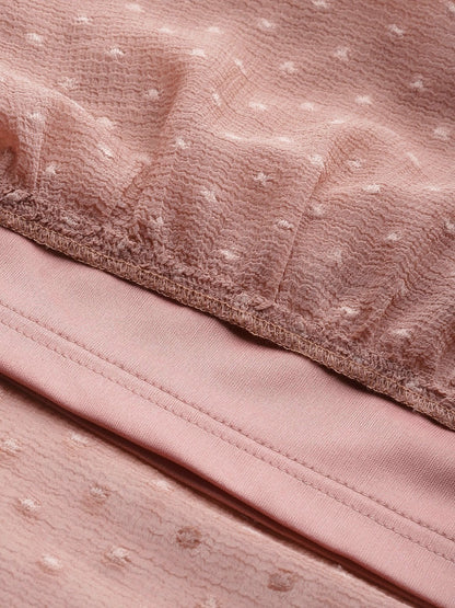 Women's Dusty Pink Tiered Maxi Dress With Inner