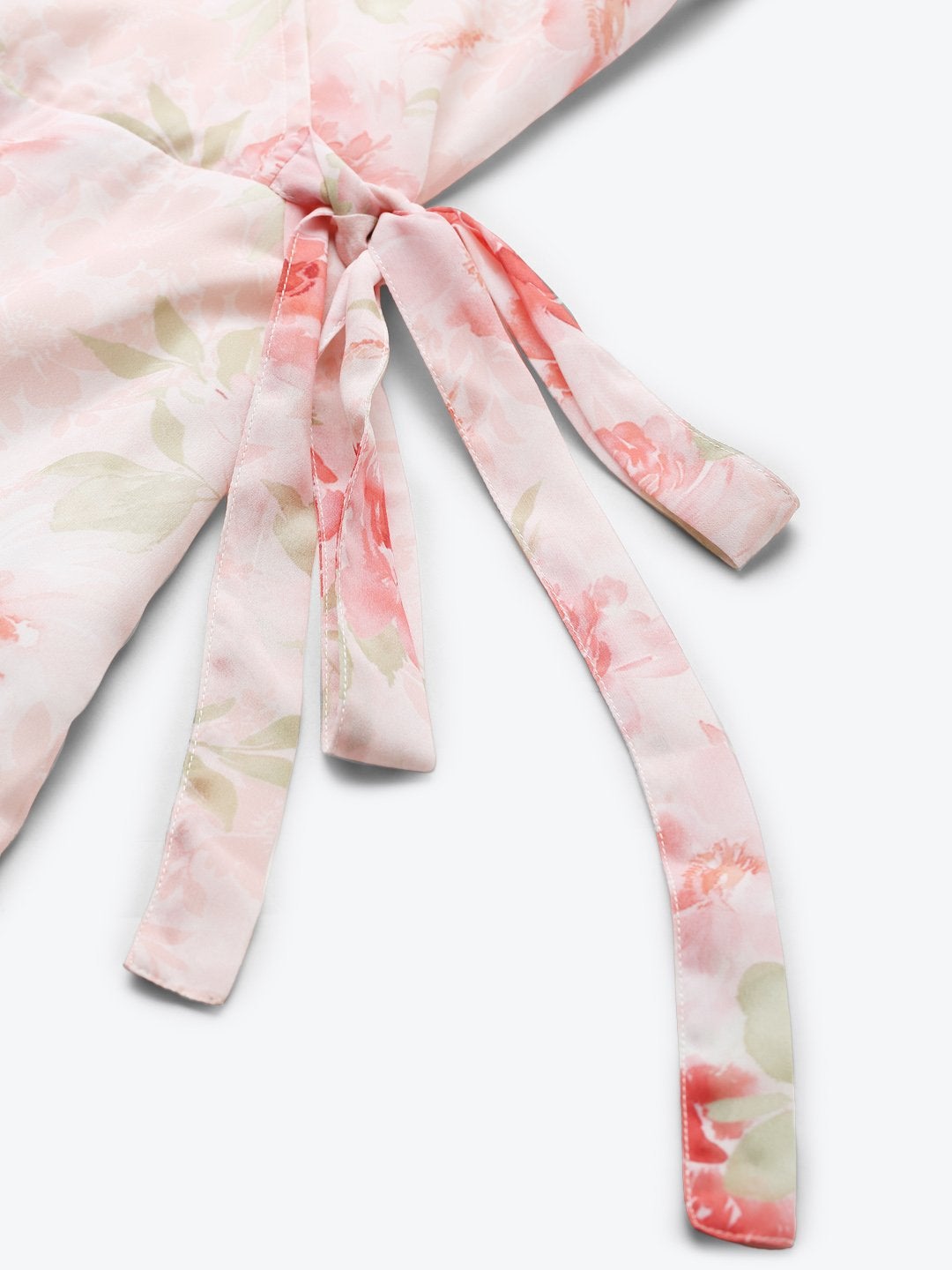 Women's Light Pink Floral Pleated Midi Dress