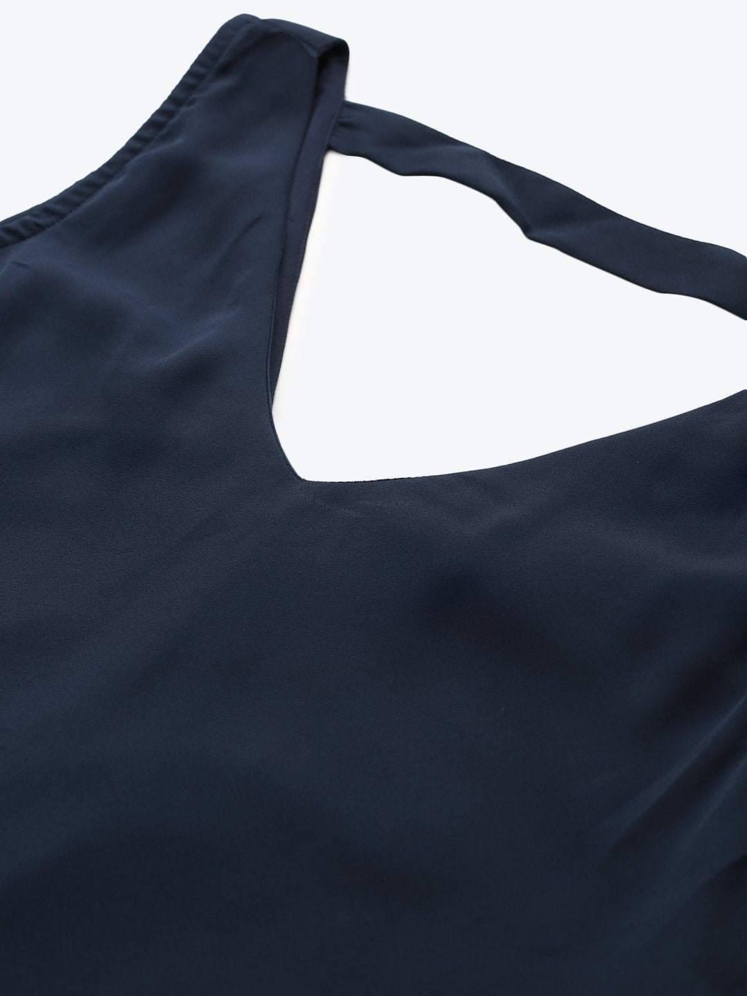 Women's Navy Pleated Frill Hem Dress