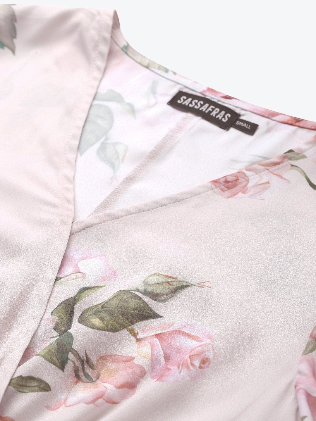 Women's Nude Floral Wrap Fit & Flare Dress