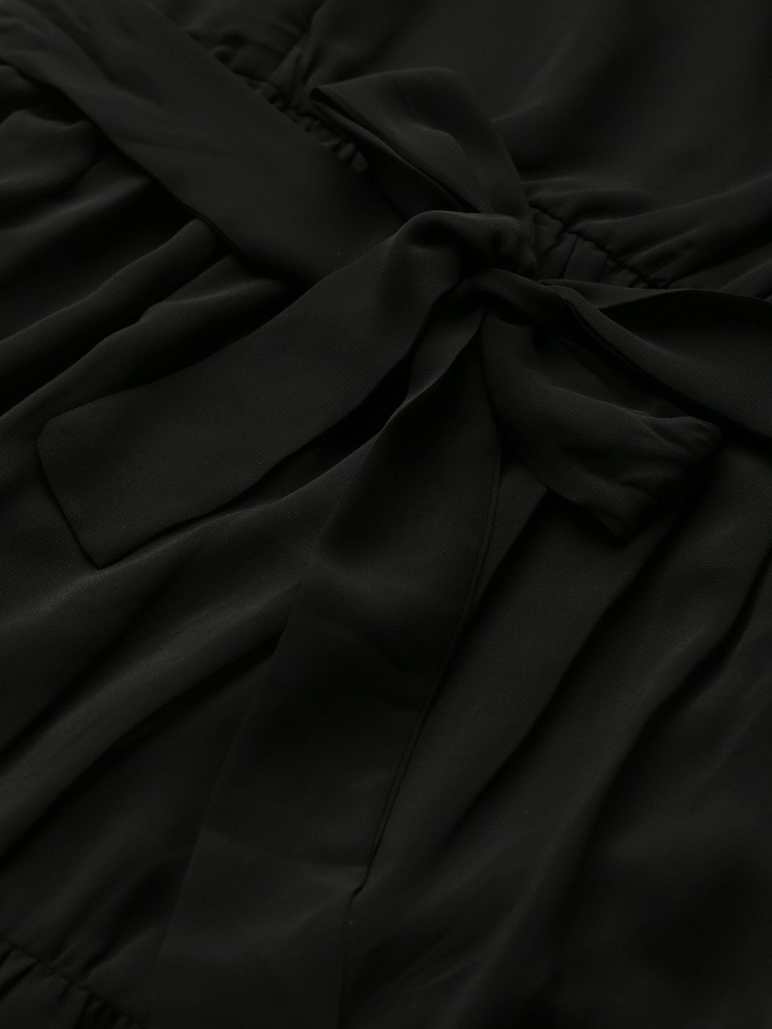 Women's Black Frilly Straps Tiered Maxi Dress