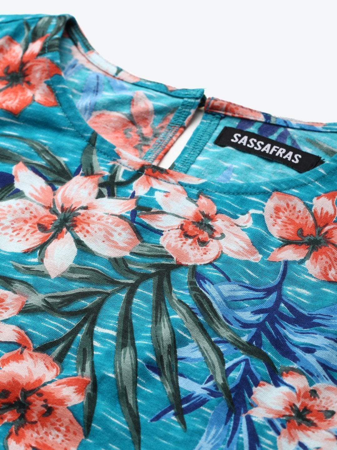 Women's Blue Floral Sleeveless Jersey Maxi Dress