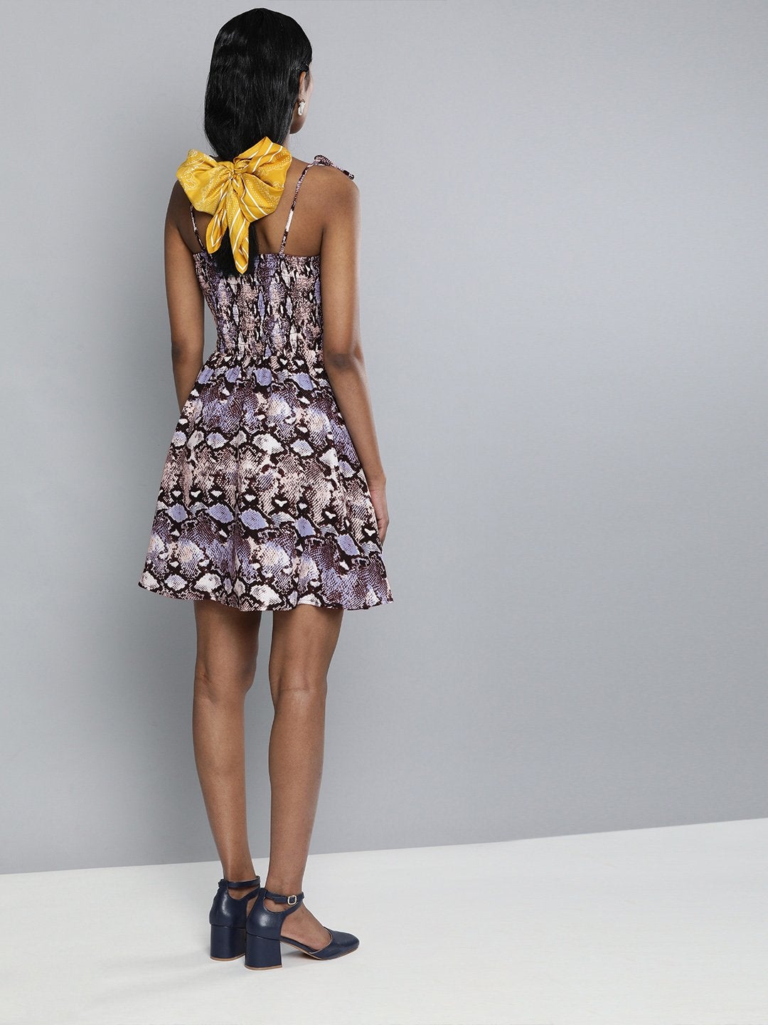 Women's Blue Python Strappy Dress