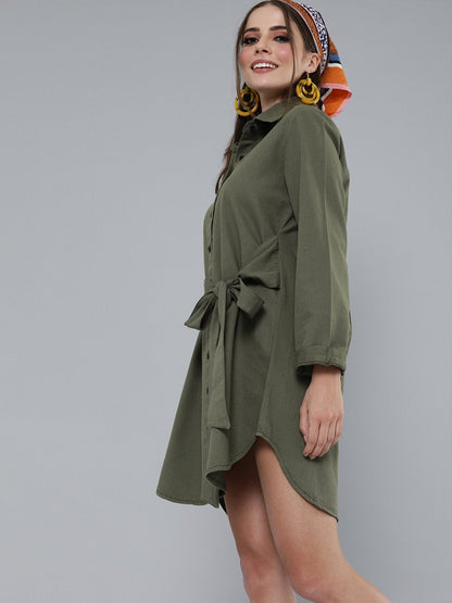 Women's Olive Shirt Dress