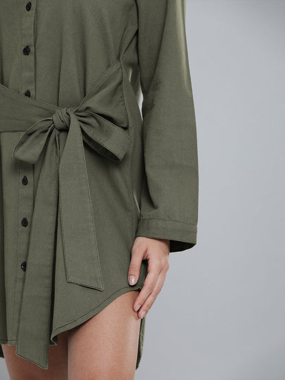 Women's Olive Shirt Dress