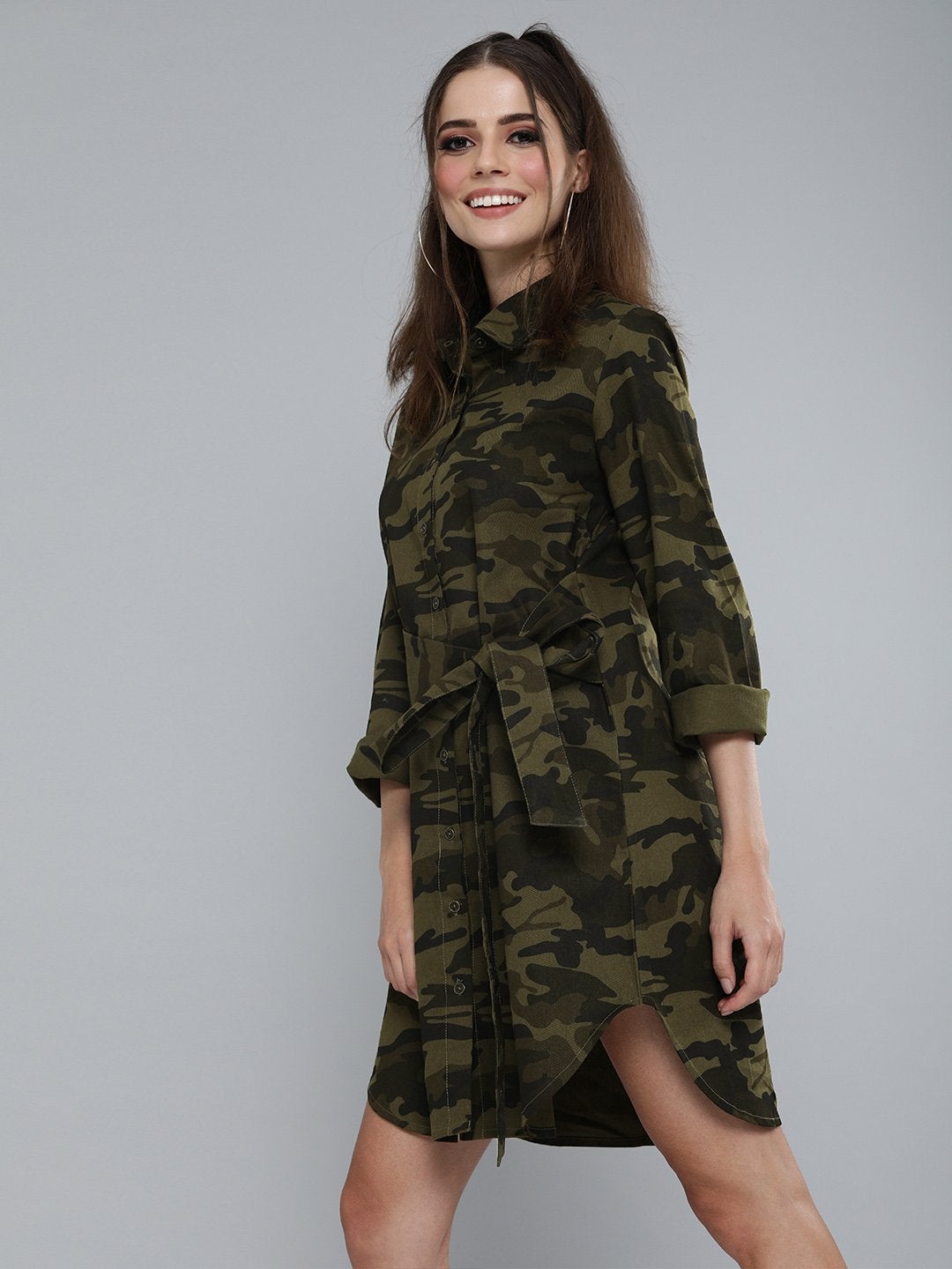 Women's Camouflage Print Shirt Dress