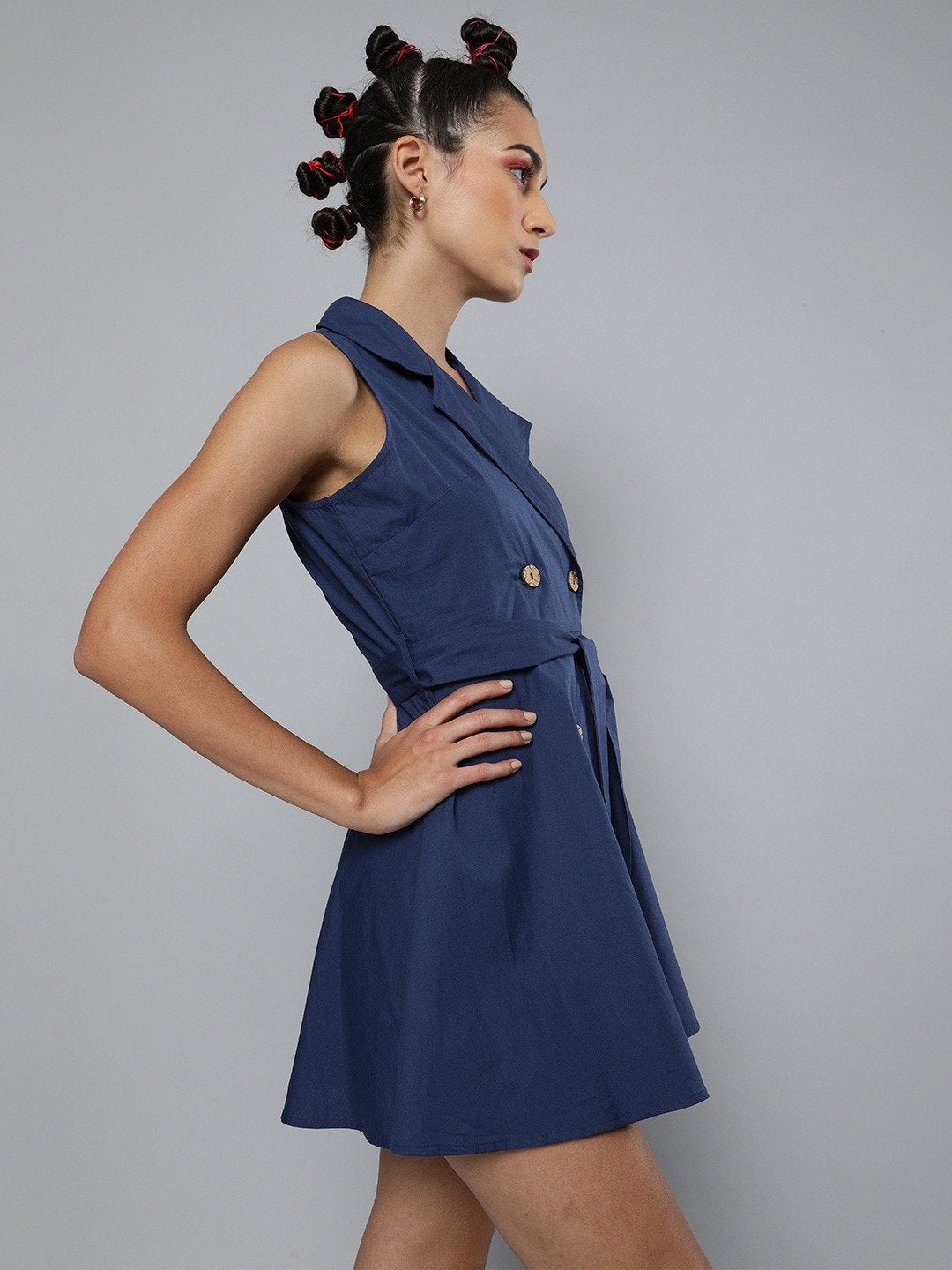 Women's Navy Belted Blazer Mini Dress