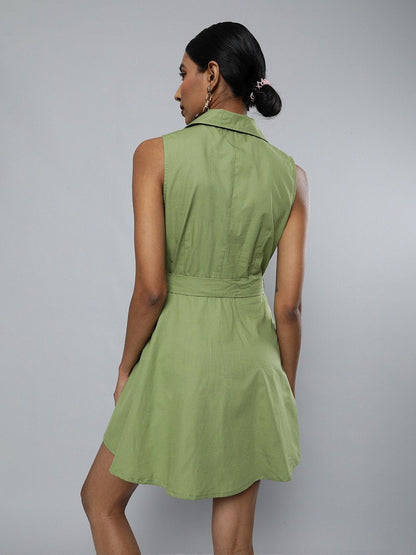 Women's Olive Belted Blazer Mini Dress