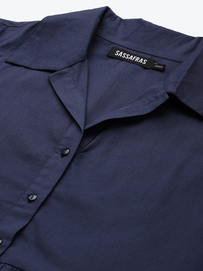 Women's Navy Tiered Shirt Dress