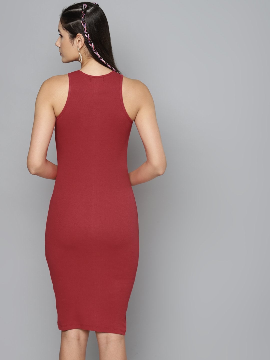 Women's Red Box Back Bodycon Midi Dress