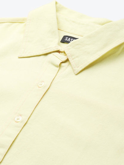 Women's Yellow Belted Shirt Dress