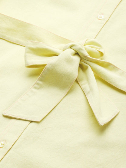Women's Yellow Belted Shirt Dress