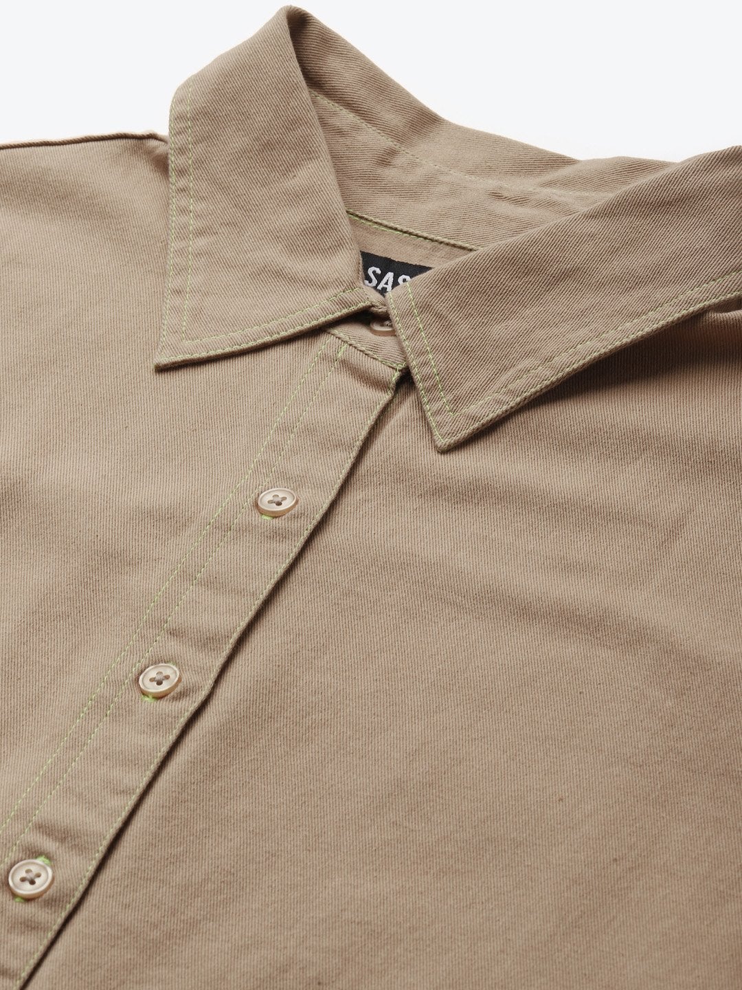 Women's Beige Belted Shirt Dress