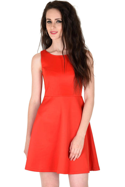 Women's Scuba Red Skater Dress