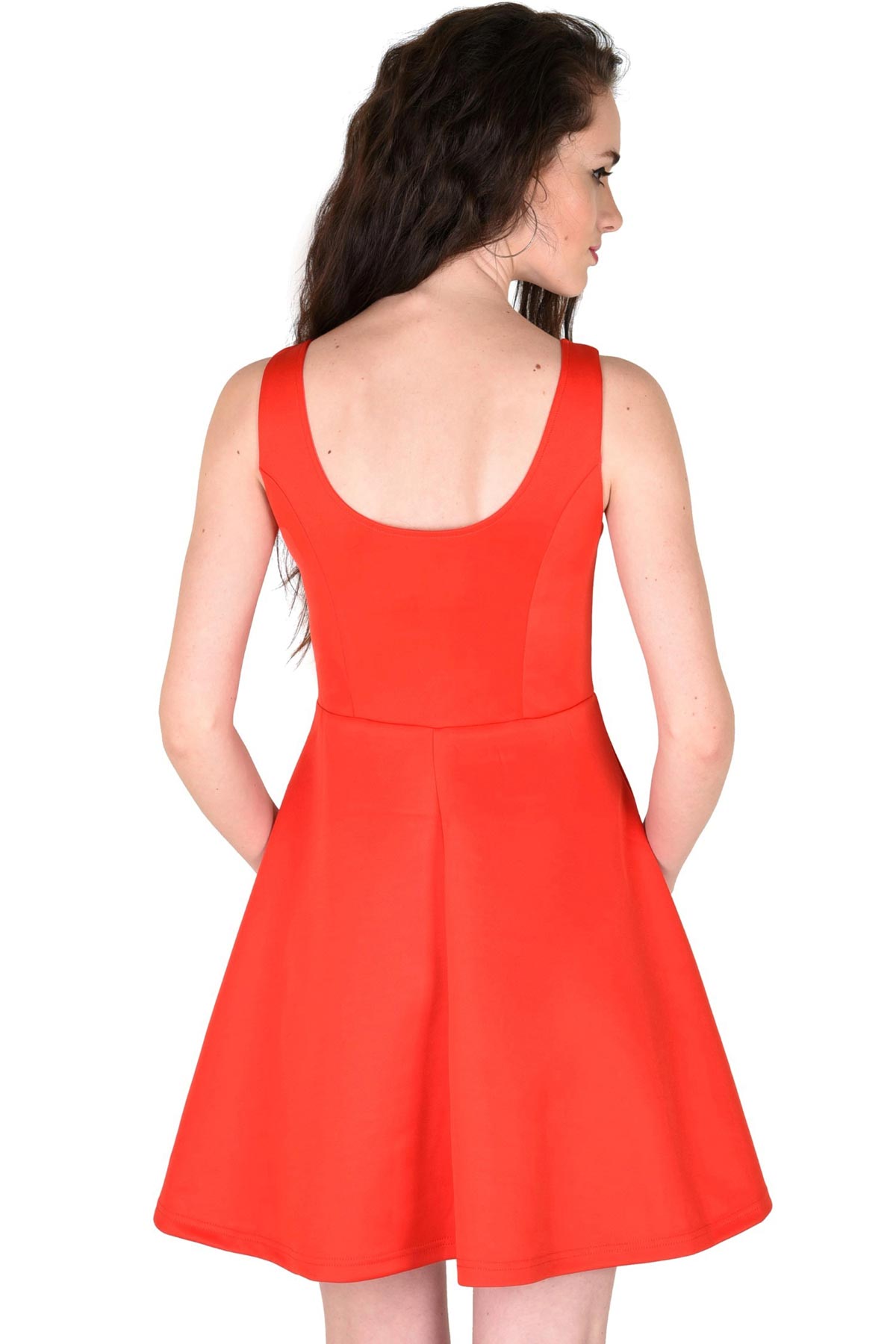 Women's Scuba Red Skater Dress