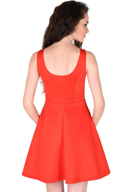 Women's Scuba Red Skater Dress