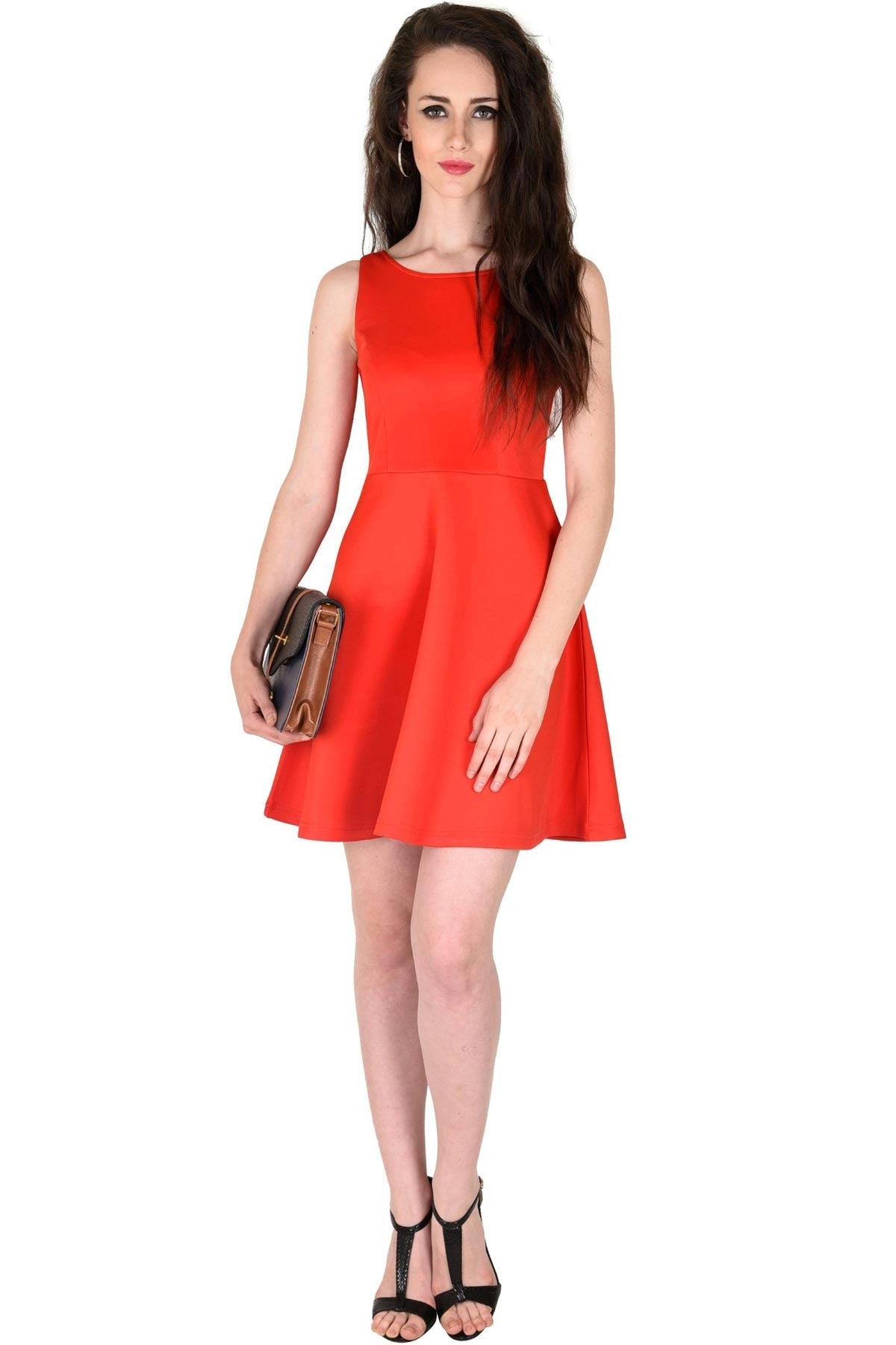 Women's Scuba Red Skater Dress