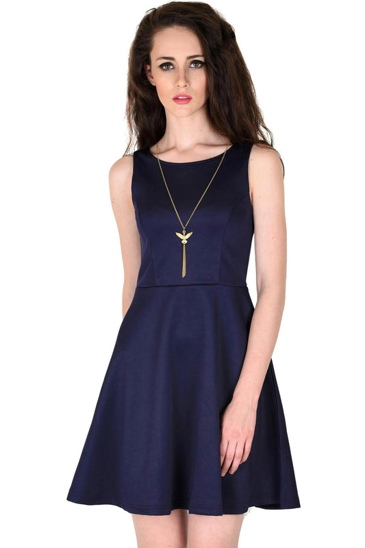 Women's Scuba Navy Skater Dress