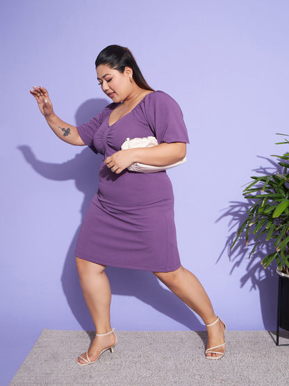 Women's Purple Solid A-Line Dress