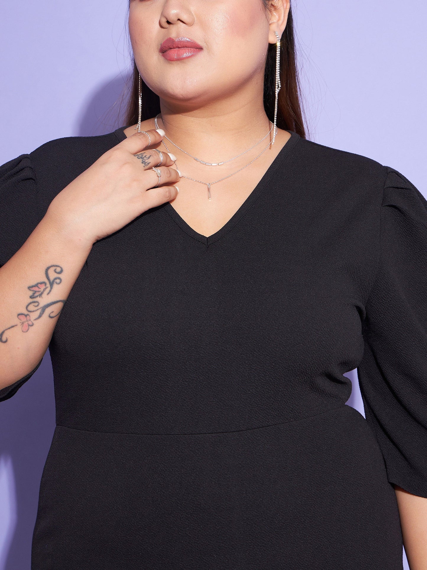 Women's Black Solid Bodycon Dress