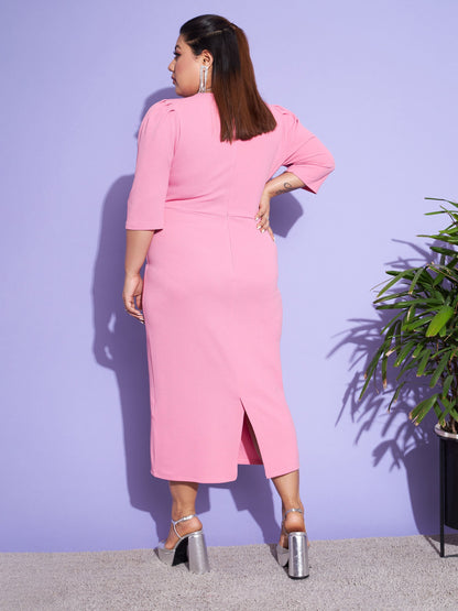 Women's Pink Solid Bodycon Dress