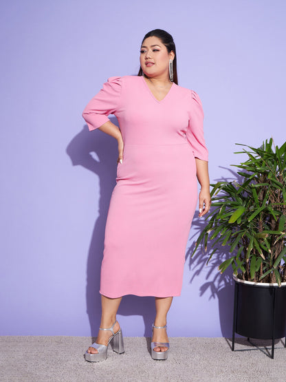 Women's Pink Solid Bodycon Dress